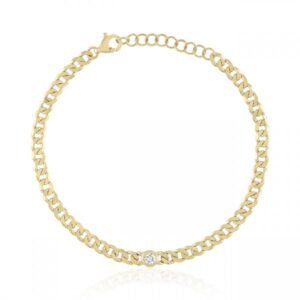 Bezel Diamond Chain Link Bracelet