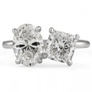 1.51 carat Oval & 1.20 carat Cushion Diamond Duo Ring