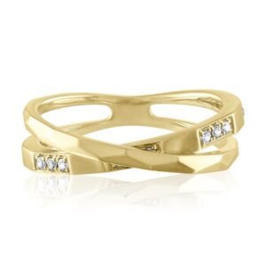 Gold and Diamond Crossover Ring