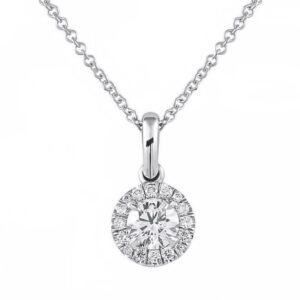 Petite Round Diamond Halo Pendant